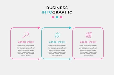Vector Infographic design business template with icons and 3 options or steps. Can be used for process diagram, presentations, workflow layout, banner, flow chart, info graph