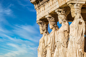 The famous Caryatids at Erechtheion temple Acropolis in Athens, Greece