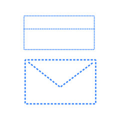 Envelope icons set. Blue outline. For website and application design.
