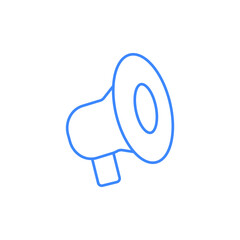 Loudspeaker blue outline icon. For application and website design.