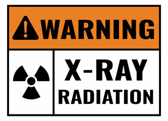 Obraz premium Warning X-Ray radiation sign. White, Orange background warning label. Symbols safety for hospitals and medical businesses.