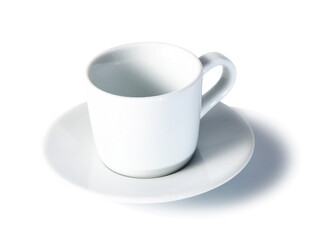 white cup with saucer on a white background
