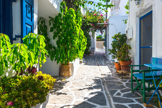 Colorful Street Of Marpissa, Greece