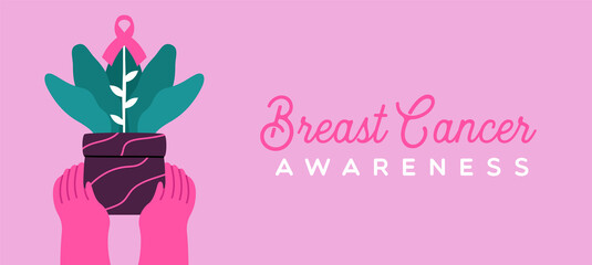 Breast Cancer awareness pink ribbon plant flower