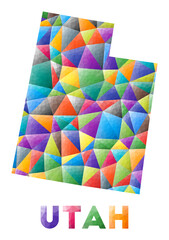 Utah - colorful low poly US state shape. Multicolor geometric triangles. Modern trendy design. Vector illustration.