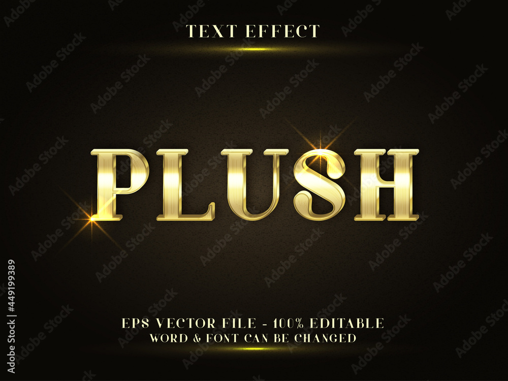 Poster plush text effect style. editable font text effect gold gradient theme.