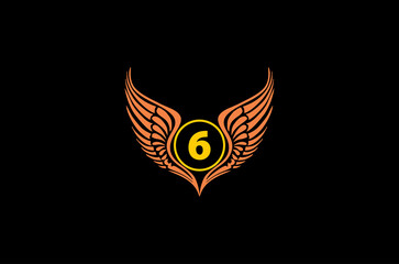 winged number 06 vector logo concept