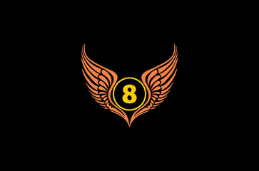 winged number 08 vector logo concept