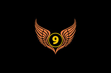 winged number 09 vector logo concept