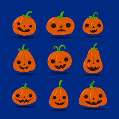 cute pumpkin faces with different expression