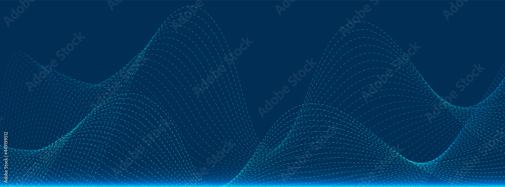 Wall mural abstract particle technology, wave design, digital network background, vector communication concept