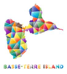 Basse-Terre Island - colorful low poly island shape. Multicolor geometric triangles. Modern trendy design. Vector illustration.