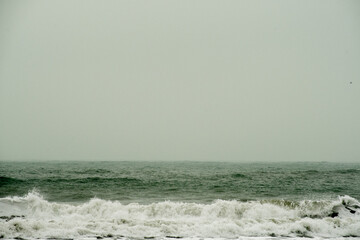 La costa de Mar del Plata, un domingo de niebla.