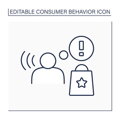 Awareness line icon. Consumption awareness about goods and services. Consciousness shopping. Consumer behavior concept. Isolated vector illustration. Editable stroke