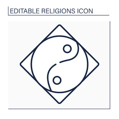 Taoism line icon. Chinese philosophical tradition. Idea of living in harmony with Tao.Includes elements of mysticism and meditation. Religion concept. Isolated vector illustration. Editable stroke