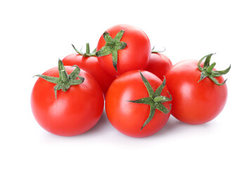 Fresh ripe tomatoes on white background