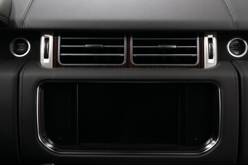 Obraz na płótnie Canvas Car multimedia screen close-up. Interior detail.