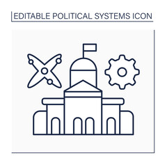 Technocracy line icon. Government form. Society or industry control by elite of technical experts.Political system concept.Isolated vector illustration.Editable stroke