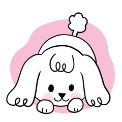 Hand draw cartoon cute white dog vector.