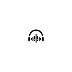 Headset headphone with microphone logo design vector template Music earphone icon illustration
