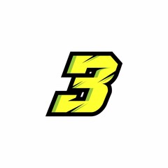 Racing number 3 logo with a white background