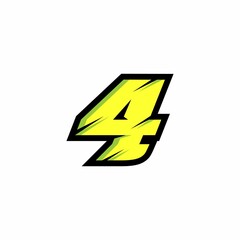 Racing number 4 logo with a white background