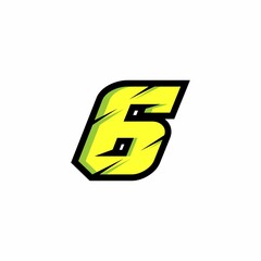 Racing number 6 logo with a white background