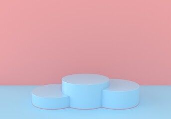 Blue and pink minimal pastel podiums or stage for product placement