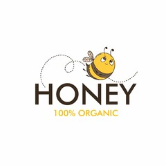 Bee honey logo design template. Linear style. Vector illustration