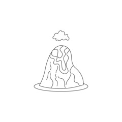 Vector outline illustration of island, or hill, or mountain. Mini landscape scene.