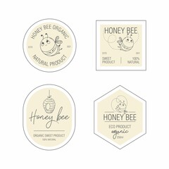 
Set of labels for bee honey. Product packaging design templates
