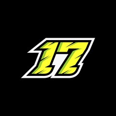 Racing number 17 logo on black background