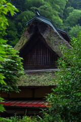 山奥のかやぶき屋根