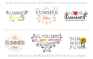 A set of icons and fonts on the theme of summer and vacation.
