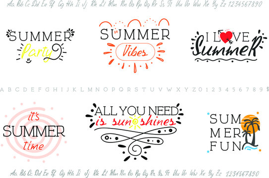A set of icons and fonts on the theme of summer and vacation.