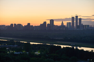 sunrise and cityscape