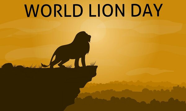 World lion day. Vector silhouette illustration. Suitable for banner, poster, campaign and greeting card. 