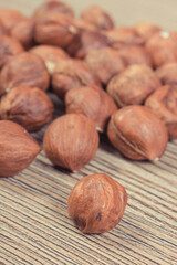Fresh healthy hazelnuts containing vitamins and minerals. Nutritious eating