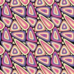 Abstract psychedelic seamless pattern. Bright Irregular Mosaic with colorful triangle, geometric shape shard. Multicolor vector background for print textile, fabric, wrapping, gift paper, wallpaper