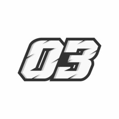 Racing number 03 logo on white background