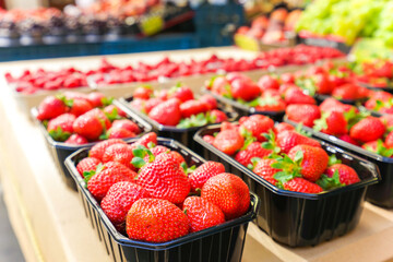 市場に並ぶ新鮮なフルーツ