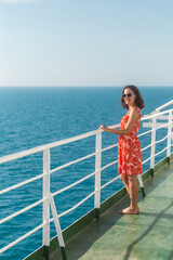 girl travels by ship. © zhukovvvlad