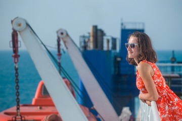 girl travels by ship.