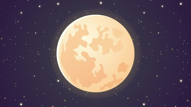 full moon night scene animation