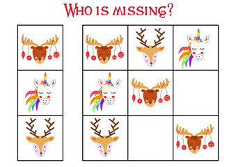 Sudoku game for children with pictures. Kids activity sheet. cute African animals