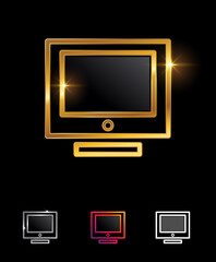 Golden Computer Monitor Vector Sign