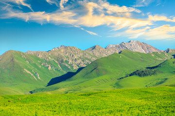 Nalati grassland with beautiful mountain natural landscape in Xinjiang,China.