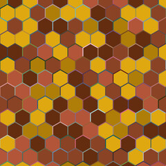Hexagon dark gold bronze metal background pattern 