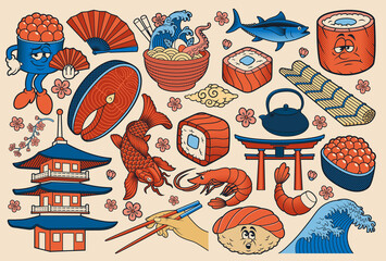 Japanese food vector clipart in cartoon style