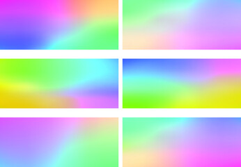 Set of abstract holographic background. Vector illustration. 